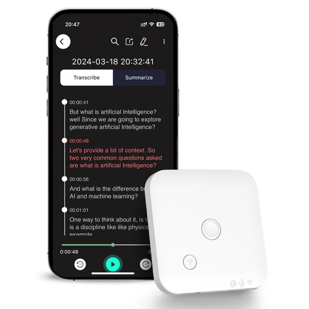 AI Powered Voice Recorder and Call Recorder with Speech-to-Text, Summarization, Translation, Supports 100 Languages, 64GB