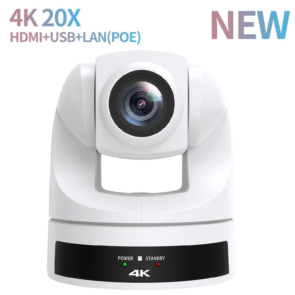 4K30fps AI Auto Tracking PTZ Video Camera USB HDMI LAN 20x Zoom Conference Camera Support POE for Meeting Church Live Streaming