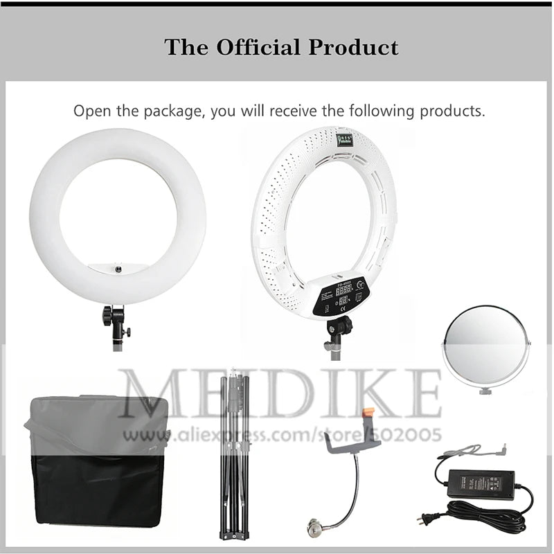 Yidoblo 96W Ring Light FD-480 Pro Beauty Studio LED Ring lamp Kit 2700-10000K Video Light Lamp Makeup Lighting + stand (2M)+ bag