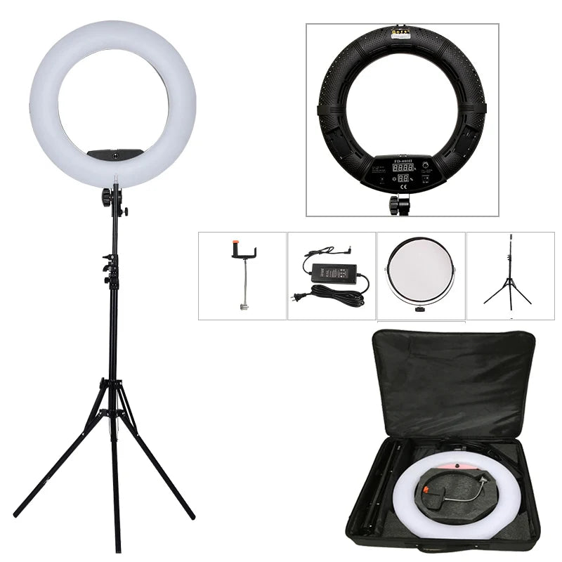 Yidoblo 96W Ring Light FD-480 Pro Beauty Studio LED Ring lamp Kit 2700-10000K Video Light Lamp Makeup Lighting + stand (2M)+ bag