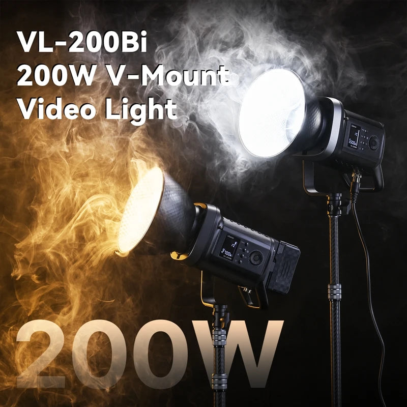 Ulanzi VL-200Bi 200W V-Mount COB Video Light Wireless APP Control 2700K-6500K Video Light for Skit Video Videography Photography