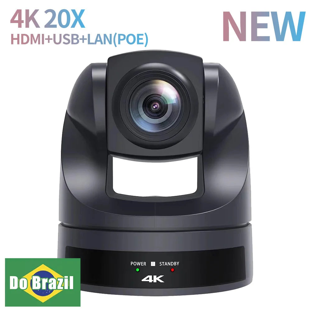 4K30fps AI Auto Tracking PTZ Video Camera USB HDMI LAN 20x Zoom Conference Camera Support POE for Meeting Church Live Streaming