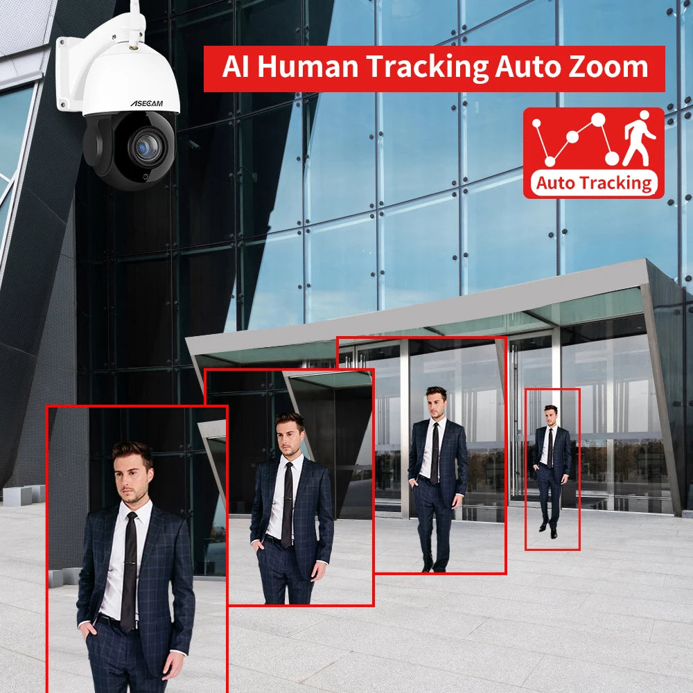 8MP 4K PTZ IP Camera Wifi 30X Optical Zoom Outdoor Human/Vehicle AI Tracking POE Onvif CCTV Audio Speed Dome Surveillance