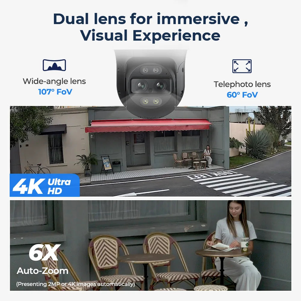 Reolink Trackmix 4K Dual-Lens PoE Security Camera PTZ Motion Tracking IP Camera Smart Detection Two-Way Audio Outdoor Camera