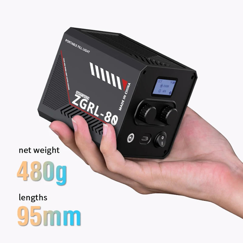 60W Pro Portable LED Video Light COB Bi-Color  photography light 2800K-7500K for Livestreaming Handheld Outdoor Shooting Light