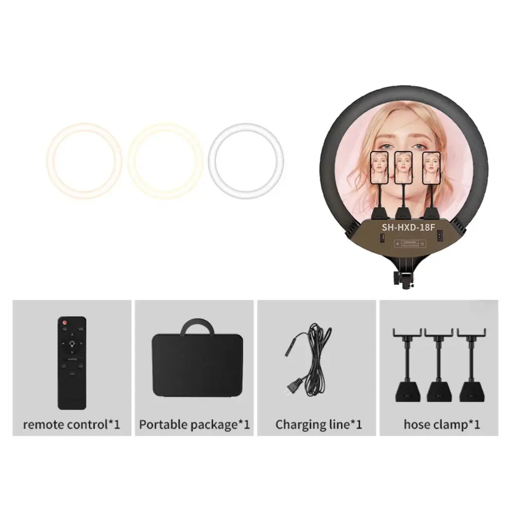Photography 18 inch Ring Light LED Large Selfie Video Remote Control Tripod Stand Phone Clip YouTube Live Lighting Photo Studio