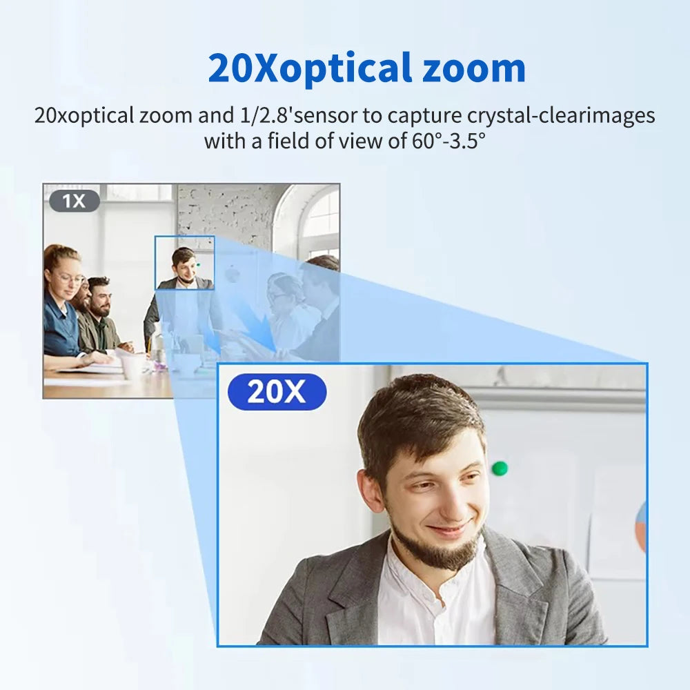4K30fps AI Auto Tracking PTZ Video Camera USB HDMI LAN 20x Zoom Conference Camera Support POE for Meeting Church Live Streaming